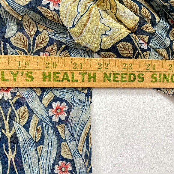 Morris & Co X H&M womens Size 6 Floral Button Up Blouse Puff Sleeve Front Tie - Picture 8 of 11